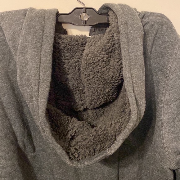 Men’s Amazon essentials sweatshirt jacket hoodie Sherpa lined gray large New - Picture 7 of 9